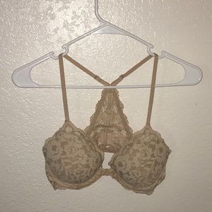 Tan lace racerback bra